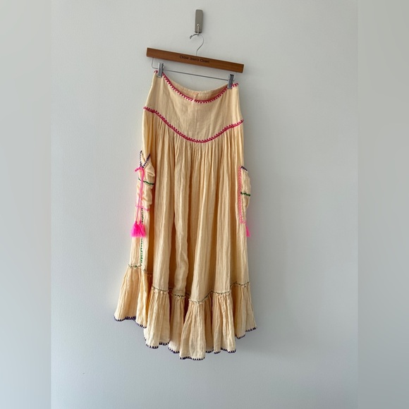 FREE PEOPLE Island Time Embroidered Skirt S - Picture 4 of 8